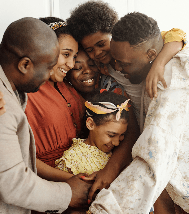A family embracing